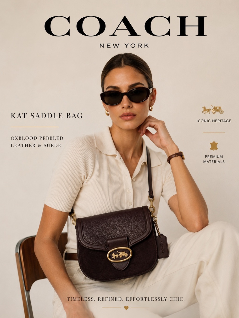 Coach Kat Saddle Bag Oxblood Pebbled Leather Suede Horse & Carriage Crossbody